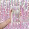 Cortina de Seda de Lluvia Transparente de Colores Fiesta de Cumpleaños Infantil Escaparate Boda Borla Fondo de Pared Decoración Arreglo Tiras de Color