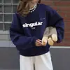 Sudadera de Felpa Estilo Coreano Otoño e Invierno para Mujer 2026 Nuevo Estampado de Letras Holgada Estilo Bf Versátil Chaqueta Gruesa Top