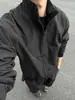 Jaqueta Coach Americana Masculina Primavera e Outono Gola Alta Cor Sólida Retrô Roupa de Trabalho ao Ar Livre Jaqueta de Voo Masculina