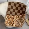 Bufanda de cachemira a cuadros retro para mujer, bufanda gruesa de invierno de doble cara para estudiante, chal para aire acondicionado, prenda exterior de moda