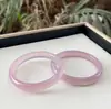 Pulseira de Ágata Rosa Púrpura Natural High Ice Barra Plana Círculo Completo Pulseira de Jade Calcedônia Feminina Pronta de Fábrica Atacado