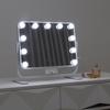 Luz de escritorio LED de 360 grados regulable de tres colores, espejo de bombilla de Hollywood con soporte para teléfono móvil de carga USB