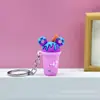 Llavero Colgante Creativo de Taza de Té con Leche y Helado de Dibujos Animados Regalo de Sorteo Infantil Bolsas de Regalo Adornos para Llavero de Coche