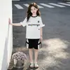 Conjunto de Shorts Casual de Manga Corta Estilo Coreano para Niñas de Verano, Conjunto Deportivo de Dos Piezas Elegante y a la Moda para Niñas Mayores