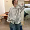 Camisa Casual Artística Bordada de Algodón de Manga Larga a Rayas Retro Suelta de Estilo Nuevo Primavera 2026 con Cuello de Solapa para Mujer