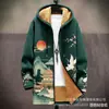 Cardigan com zíper e capuz casual de personalidade com elementos multicoloridos transfronteiriços, roupa de inverno espessa, roupa de algodão felpudo, forro amarelo