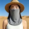 Cubrebocas facial de seda helada para el verano con protección para el cuello, máscara para colgar en las orejas, mangas heladas anti-UV refrescantes, casco y máscara para ciclismo al aire libre