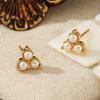 Aretes de Perlas de Imitación Moda Simple Aretes de Perlas Joyería Acero Inoxidable Versátil Zircón Retro Mini Aretes Redondos para Mujeres
