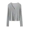 Cardigan de Linho com Decote V para Proteção Solar Feminino, Fino, Confortável, Solto, Respirável, Lançamento de Verão, Versátil, Jaqueta Elegante, Atacado