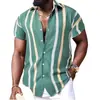 Camisa de manga corta transfronteriza para hombre, camisa a rayas europea y americana, ropa de verano de moda para hombre