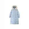 Chaqueta de plumón para mujer Pinghu, nuevo modelo de invierno, 90% plumón de pato blanco, cuello de piel de zorro, abrigo engrosado y extendido hasta la rodilla, venta al por mayor