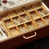 Caixa Organizadora de Talheres de Bambu para Mesa de Cozinha, Gaveta com Compartimentos, Caixa de Ferramentas Doméstica, Caixa de Armazenamento para Diversos