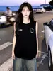 Camiseta deportiva sin mangas con diseño de gatito estilo americano estampado, camiseta de algodón puro para mujer, nuevo modelo de verano, top de alta gama para pareja