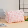 Bolsa de cosméticos de veludo cotelê de grande capacidade Bolsa de armazenamento de batom xadrez Bolsa de armazenamento de cabo de dados de fone de ouvido de algodão acolchoado