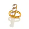 Anillos de Acero Inoxidable con Circonitas Estilo Europeo y Americano con Diseño de Línea, Sensación de Alta Gama, Apilables, Anillos Abiertos de Acero de Titanio de Alta Gama Que No Se Desvanecen