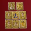Pintura Thangka Personalizada Dourada da Vida Passada e Presente do Quinto Bodhisattva Manjushri, Núcleo de Pintura Thangka Semipintado à Mão da Raposa de Nove Caudas, Oito Santos Protetores