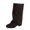 Versión de cuero~2026 botas de montar de caña alta con tacón grueso retro para mujer, botas apiladas de punta cuadrada estilo británico, pantalones de bota hasta la rodilla