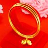 Pulsera de Lujo Ligero Imitación Oro 24K Espiral Flor de Loto Sansheng III Pulsera de Oro Arena Estilo Mismo que Tienda de Oro Celebridad de Internet