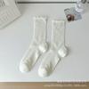 Meias Finas de Verão para Mulheres, Meias de Meia Panturrilha de Malha Vazada de Cor Sólida, Meias Slouch de Renda Brancas Respiráveis Resistentes a Odores para Meninas