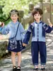 Roupas de Performance Novas Primavera e Outono 2025 para Meninas Dinastia Han Estilo Chinês Manga Longa 3 de Março Roupas de Performance para Crianças Terno para Menino