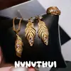 Collar Colgante de Pluma Dorada Estilo Antiguo con Diamantes, Juego de Pendientes de Pluma de Hilo de Oro Estilo Chino Nuevo