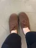 Versión de Piel de Vaca~ Zapatos Deportivos Casuales para Senderismo con Suela Gruesa, Tacón Medio de Gamuza, para Personas Menudas, Zapatos Casuales Retro con Cordones, Corte Profundo