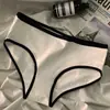 Ropa interior deportiva simple transpirable para niña, hipoalergénica, cómoda, de tiro medio, estilo japonés, negro, blanco, gris, algodón, calzones para mujer