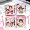 A7 Monchhichi Material de Estudio Cuaderno Pequeño de Espiral Cuaderno Portátil Lindo Cuaderno de Hojas Sueltas Bolsillo con Solapa Cuaderno de Pantalones