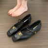 Zapatos de boca poco profunda con altura interior de 3 cm para mujer, nuevos para primavera y otoño, estilo retro francés, tacón grueso para la noche, Mocasines Mary Jane de cuero pequeños