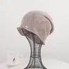 Gorro holgado de punto fino con pliegues para mujer, mezcla de lino, para primavera y otoño, protección solar, gorro de punto fino, visera, gorro para el posparto