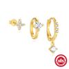Aretes de plata esterlina S925 con diamantes de flores lindas, aretes de Europa y Estados Unidos, aretes minimalistas INS de moda, juego de aretes