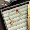 Pulsera de Cuentas Redondas de Jade de Seda Dorada Hotan de Xinjiang Natural para Mujer Exquisita DIY Multi-Gema Pulsera de Cuentas Ábaco Prosperidad Suerte
