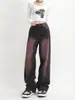 Jeans de Pierna Ancha con Degradado para Mujer Verano Estilo Americano talla extra Cintura Alta Diseño Adelgazante Pantalones de Pierna Recta para Mujer