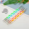 Caneta de ponta com haste espiral de dupla extremidade para nail art, Caneta de flor de ponta de haste de cristal, Conjunto de 5 canetas para nail art, Ferramenta de ponta para nail art