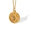 Collar romántico de estrella y luna con circonita, combinable con todo, no se decolora, diseño europeo y americano, cadena para clavícula de acero de titanio chapado en oro con colgante de marca redondo