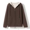 Suéter de lana con capucha para mujer, cárdigan holgado e informal, pantalones anchos de pierna, traje de color liso, otoño e invierno, nuevo
