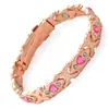 Pulsera magnética de moda europea y americana, superventas transfronteriza, lujo ligero, trébol de la suerte, aleación con incrustaciones de diamante, pulsera de joyería magnética de una sola fila para mujer