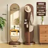 Espejo de Vestir Giratorio, Espejo de Cuerpo Entero de Piso a Techo, Perchero para Dormitorio en Casa, Espejo Probador Integrado, Vertical y Removible