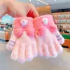 Luvas de Cinco Dedos Infantis, Luvas Quentes de Inverno para Meninos e Meninas, Luvas de Pelúcia Espessadas à Prova de Vento e Anticongelantes Infantis Médias e Grandes Atacado