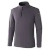 Sudadera exterior con media cremallera para hombre, sudadera con cuello alto, capa base cepillada por ambos lados, bolsillo con cremallera termosellado sin costuras, venta al por mayor