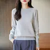 Suéter de Algodón Puro de Punto con Cuello Redondo y Bloques de Color, Estilo Coreano, Holgado, Adelgazante, Camisa Básica Simple, Tendencia de Moda para Mujer