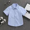 Camisa de Niño Verano Infantil Manga Corta Blanca Uniforme Estudiantil Disfraz Niños Grandes Ropa de Verano Camisa de Poliéster Algodón para Niño