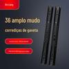 36 largo mudo de três seções slide rail gaveta slide rail buffer amortecimento de aço esfera slide rail trilho Slide Cabinet guia trilho atacado