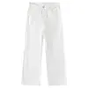 Jeans blancos de estilo americano, corte ajustado, dobladillo curvo, para hombre, nuevo estilo moderno de calle, pantalones anchos rectos holgados
