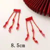 Atmosfera festiva de feriado ano novo franja vermelha contas de arroz adesivos de tecido diy sapatos flor acessórios de cabelo clip de borda sapatos bolsa patch de roupa