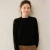 Nuevo Suéter de Cachemira Redondo para Mujer Otoño 2026, Versátil, Sencillo, Tejido Adelgazante, Camiseta Básica de Manga Larga
