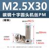 Tornillos de Acero al Carbono Pm Cabeza Redonda Cruz Niquelados Cola Plana Tornillos de Máquina M5M1M6 Tornillos Microelectrónicos M1.2M1.4M2M3M4