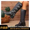 Botas de montar de tacón grueso con hebilla de cinturón talla grande, botas largas vintage hasta la rodilla otoño e invierno 2026, botas vaqueras western