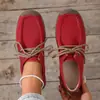 Sapatos de Primavera de Tamanho Grande para Mulheres, Sapatos Loafer Versáteis, Sapatos Rasos Casuais Confortáveis para Mulheres, Sapatos Mãe com Cadarço Atacado