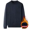 Chegada Nova 2026 Suéter Casual Masculino Gola Redonda Espessado com Veludo Suéter de Malha Quente Jacquard Fashion Peça Única de Veludo